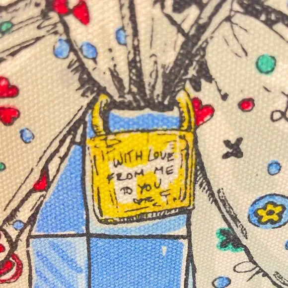 Brighton Pouch with Love From Me To You Blue White Bow Canvas Cosmetic Bag - Picture 8 of 8